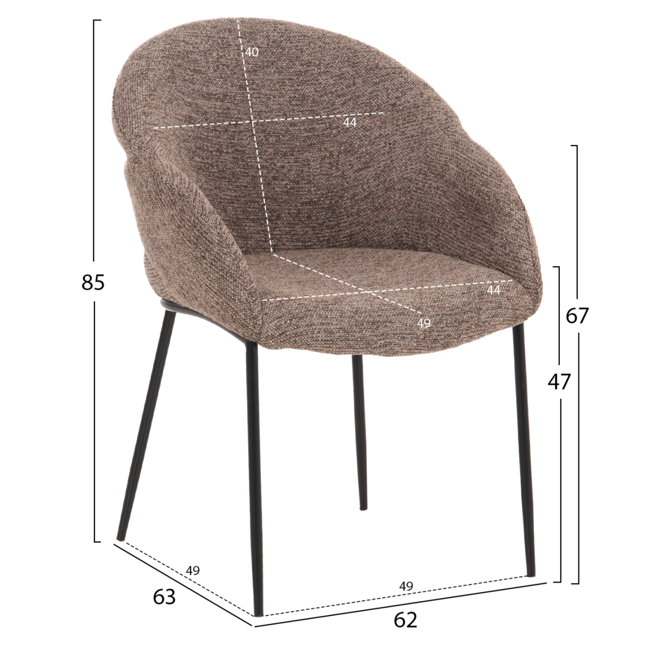 DINING SET 7PCS MANDY HM10957.03 MDF TOP--FABRIC IN TAUPE and BLACK METAL LEGS [3]