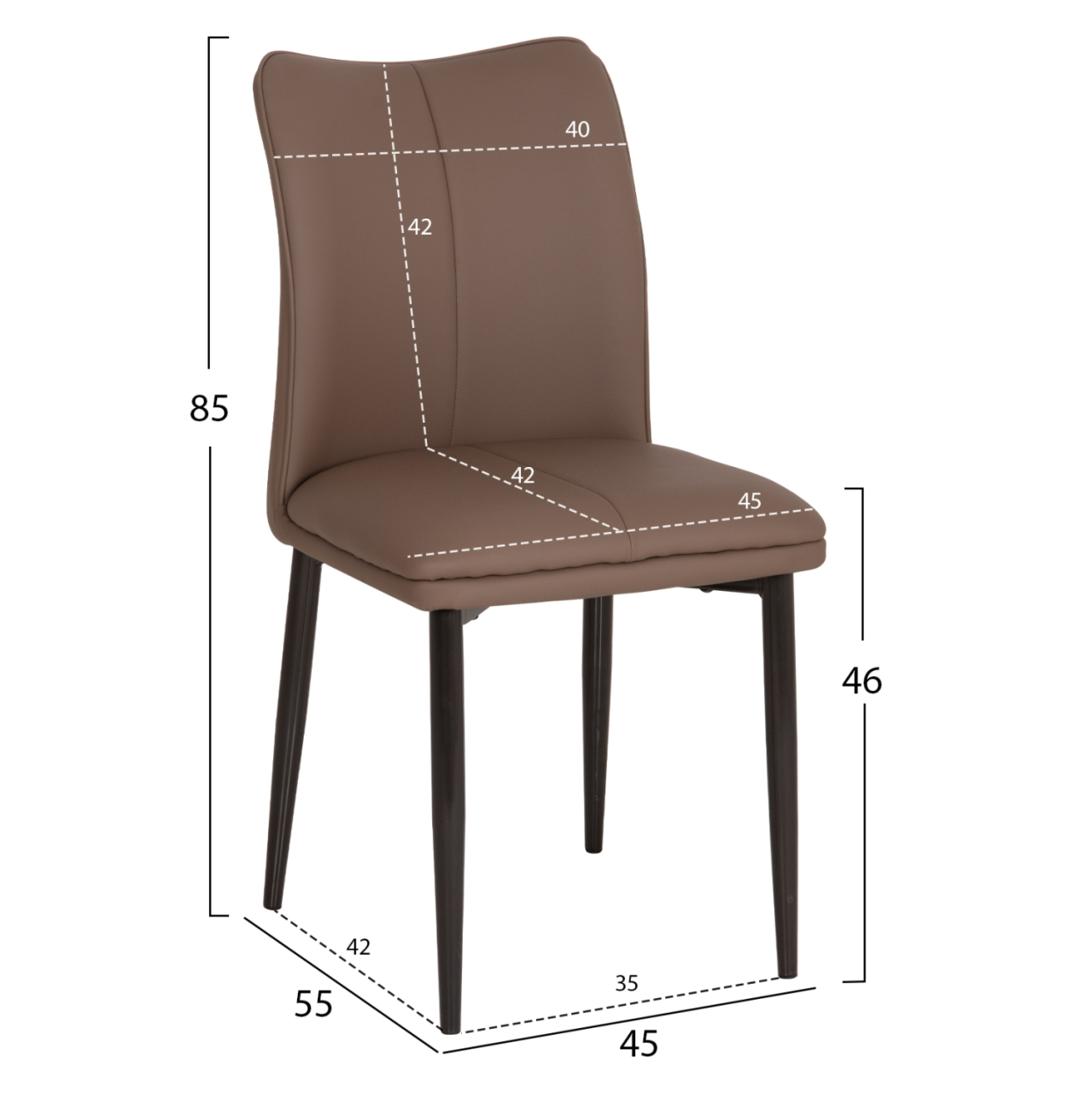 DINING SET 7PCS MINAO HM21362 CERAMIC TOP/MDF LEGS--PU IN COFFEE BROWN/METAL LEGS [2]