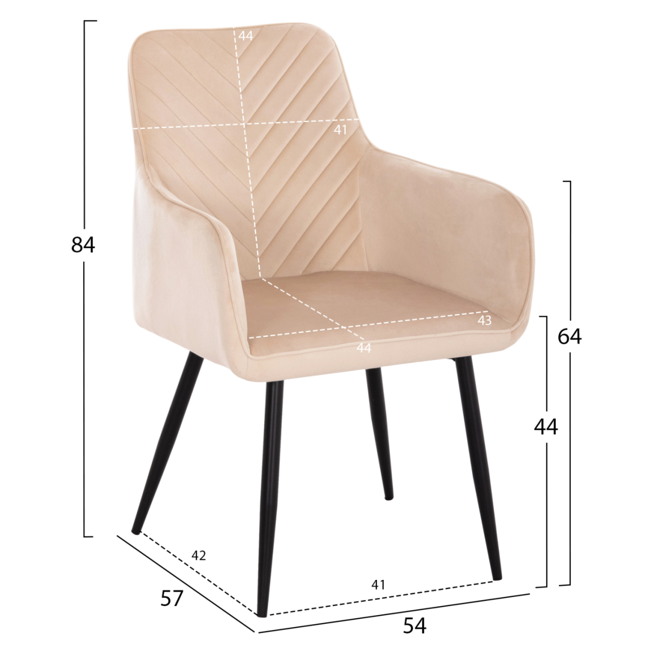 DINING SET 7PCS RAVEN HM21070.01 CERAMIC TOP--4 CHAIRS and 2 ARMCHAIRS ECRU [3]