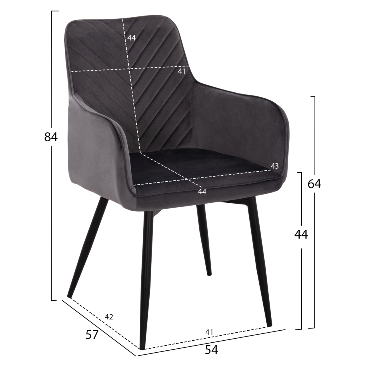 DINING SET 7PCS RAVEN HM21070.03 CERAMIC TOP--4 CHAIRS and 2 ARMCHAIRS GREY [3]