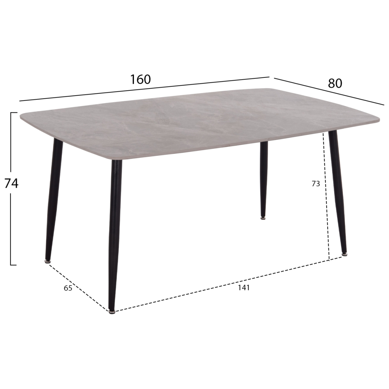 DINING SET 7PCS RAVEN HM21070.03 CERAMIC TOP--4 CHAIRS and 2 ARMCHAIRS GREY [2]