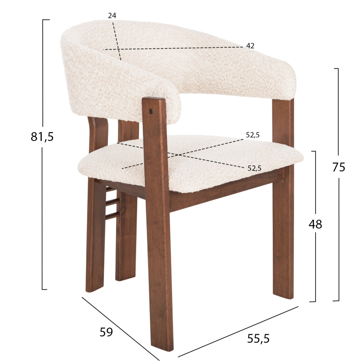 DINING SET 7PCS ZARRA HM21338.01 TABLE MADE OF MDF--CHAIRS WITH BOUCLE FABRIC [3]