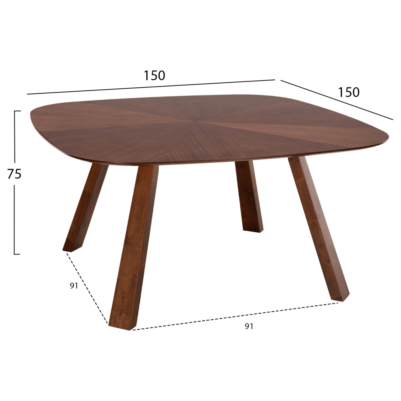 DINING SET 9PCS RINER HM10959.03 MDF IN WALNUT VENEER--TAUPE FABRIC [2]