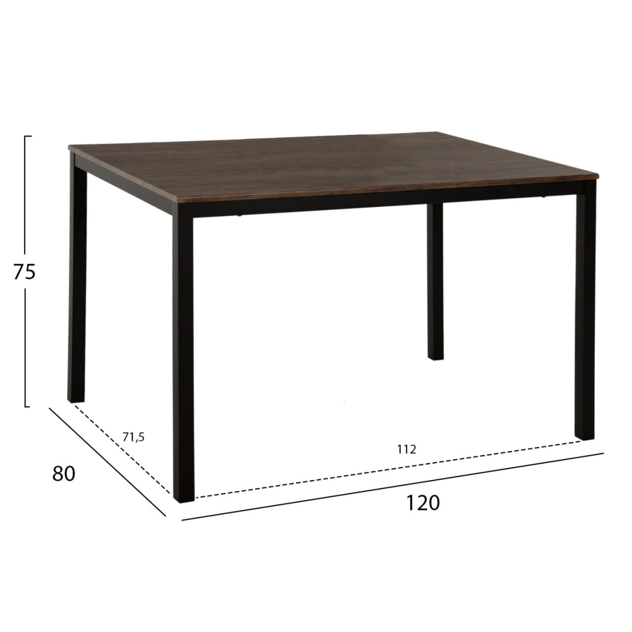 DINING SET GOOSE 5PCS HM9530.01 MDF IN WALNUT-METAL IN BLACK 120x80x75Hcm. [2]