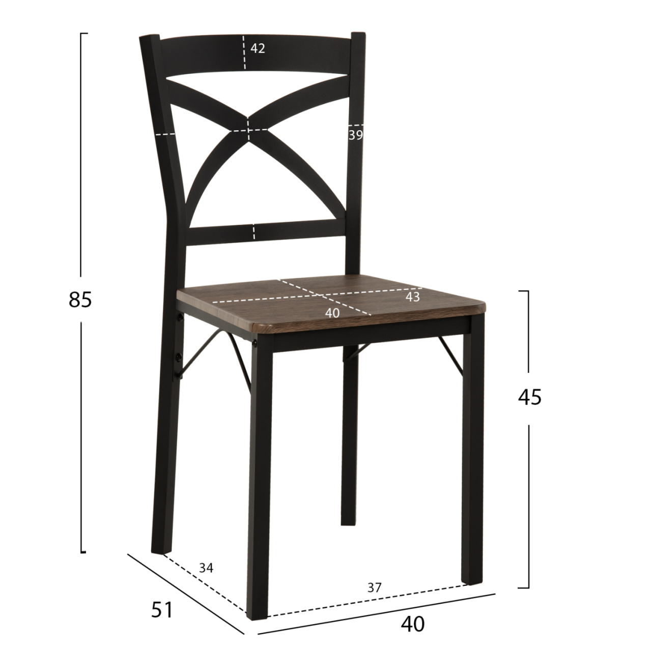 DINING SET GOOSE 5PCS HM9530.01 MDF IN WALNUT-METAL IN BLACK 120x80x75Hcm. [3]