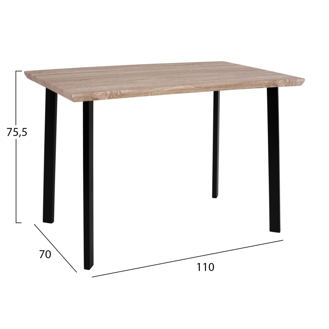 Dining Table 110x70 sonama with black legs HM8333 [2]