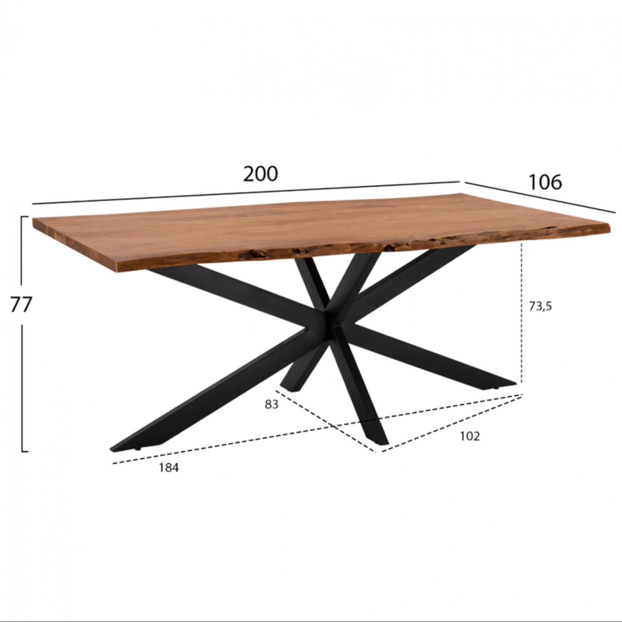 Dining Table 200x85-110x77 Montana Superior 3.5 thickness Solid Acacia HM8716.11 [2]
