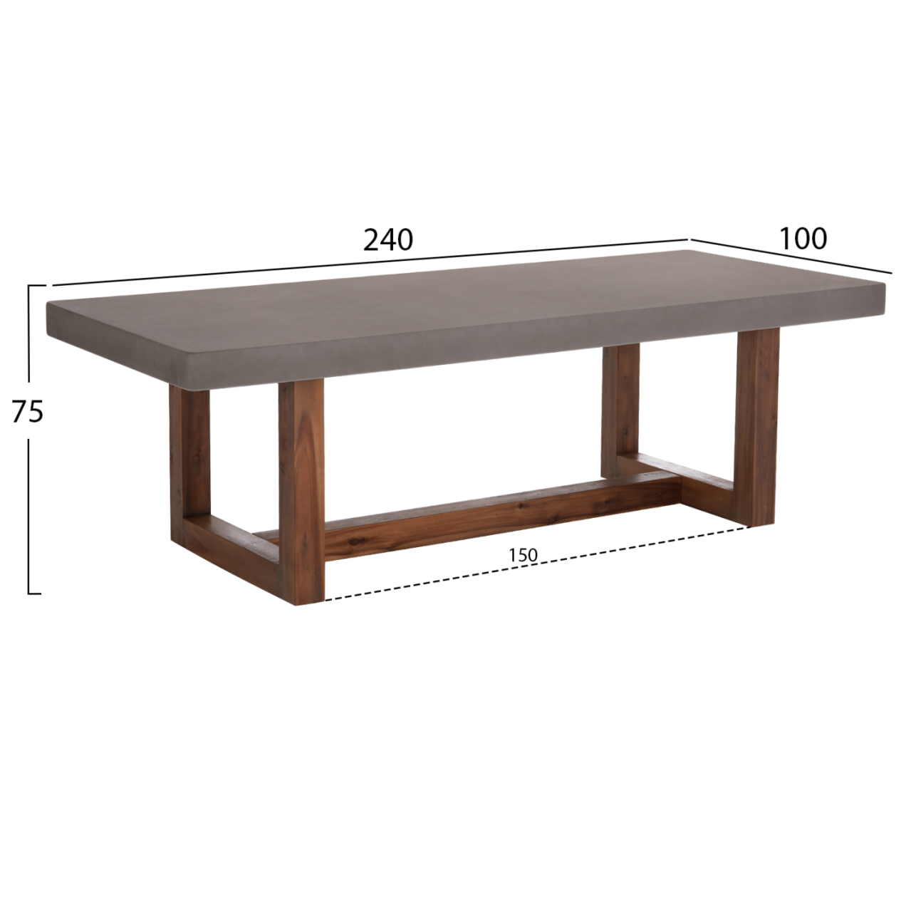 DINING TABLE ASTOR HM6572.01 GREY FIBER CEMENT TOP--ACACIA WOOD LEGS 240x100x75Hcm [2]