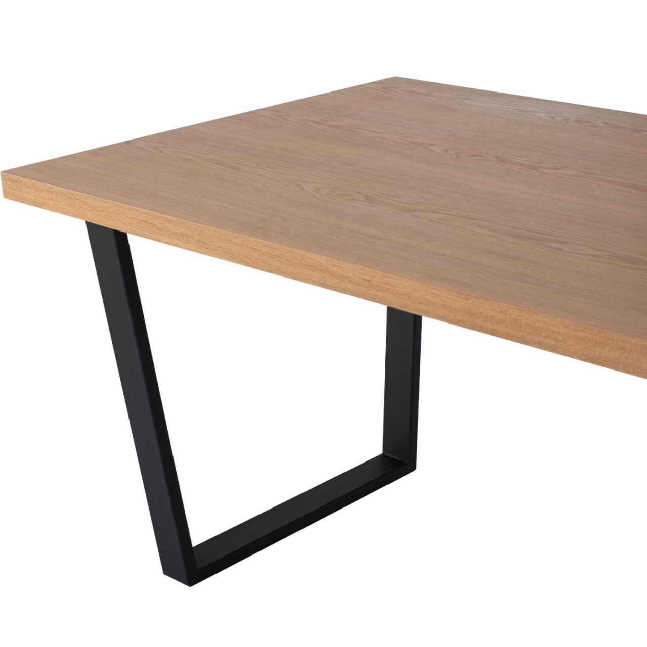 DINING TABLE ASTORIA HM9012 MDF TOP WITH OAK WOOD VENEER METAL LEGS RUSTIC STYLE 180X90X75H [5]