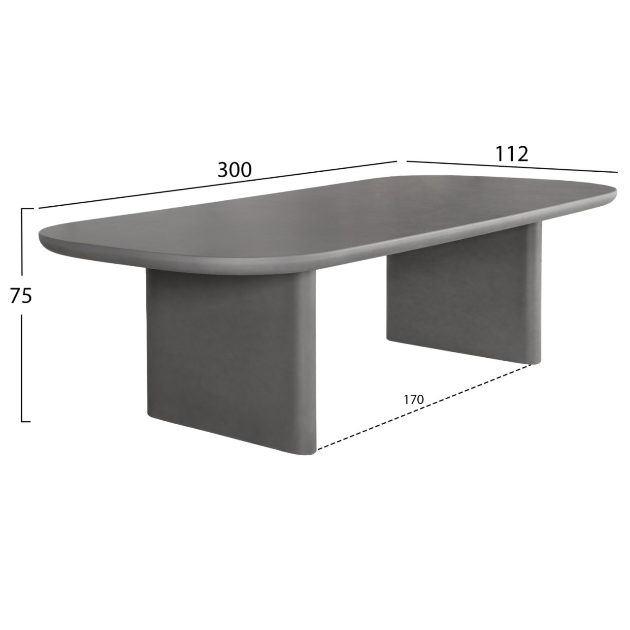 DINING TABLE AZAMI HM6601.01 GREY FIBER CEMENT 300x112x75Hcm [2]