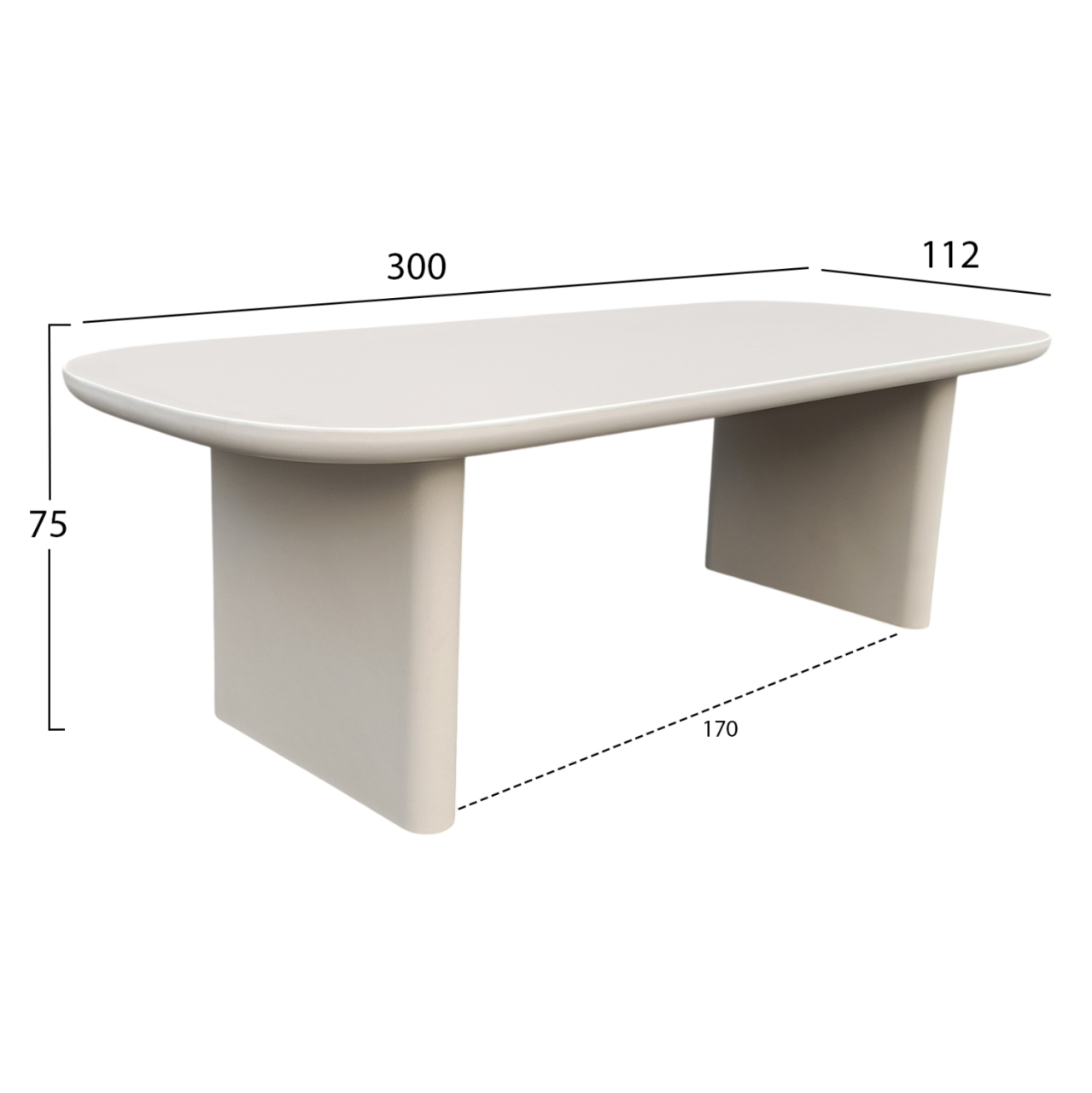 DINING TABLE AZAMI HM6601.02 BEIGE FIBER CEMENT 300x112x75Hcm [2]