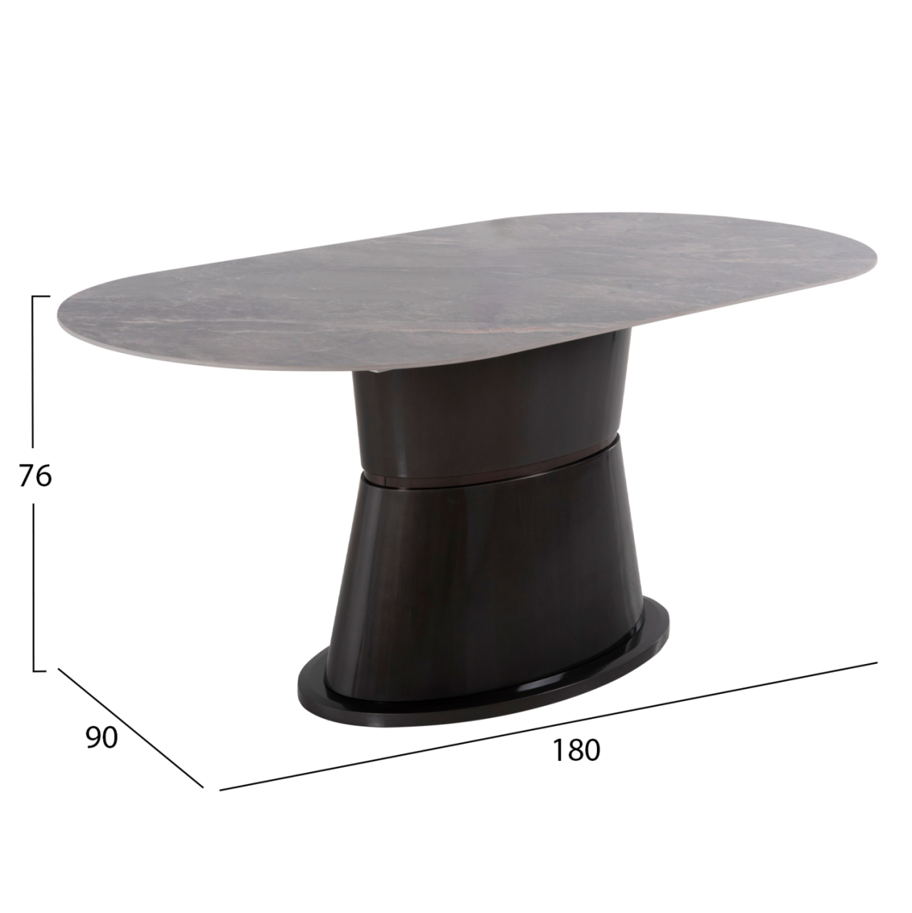 DINING TABLE BENT HM9773.01 CERAMIC IN GREY MARBLE-MDF BASE IN ANTHRACITE 180x90x76Hcm. [2]