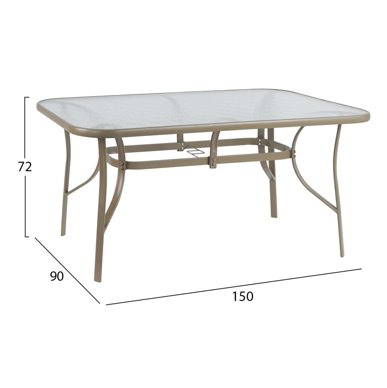 DINING TABLE BRUNO HM5145.04 METAL IN CHAMPAGNE COLOR-TEMPERED GLASS 150Χ90Χ72Hcm. [2]