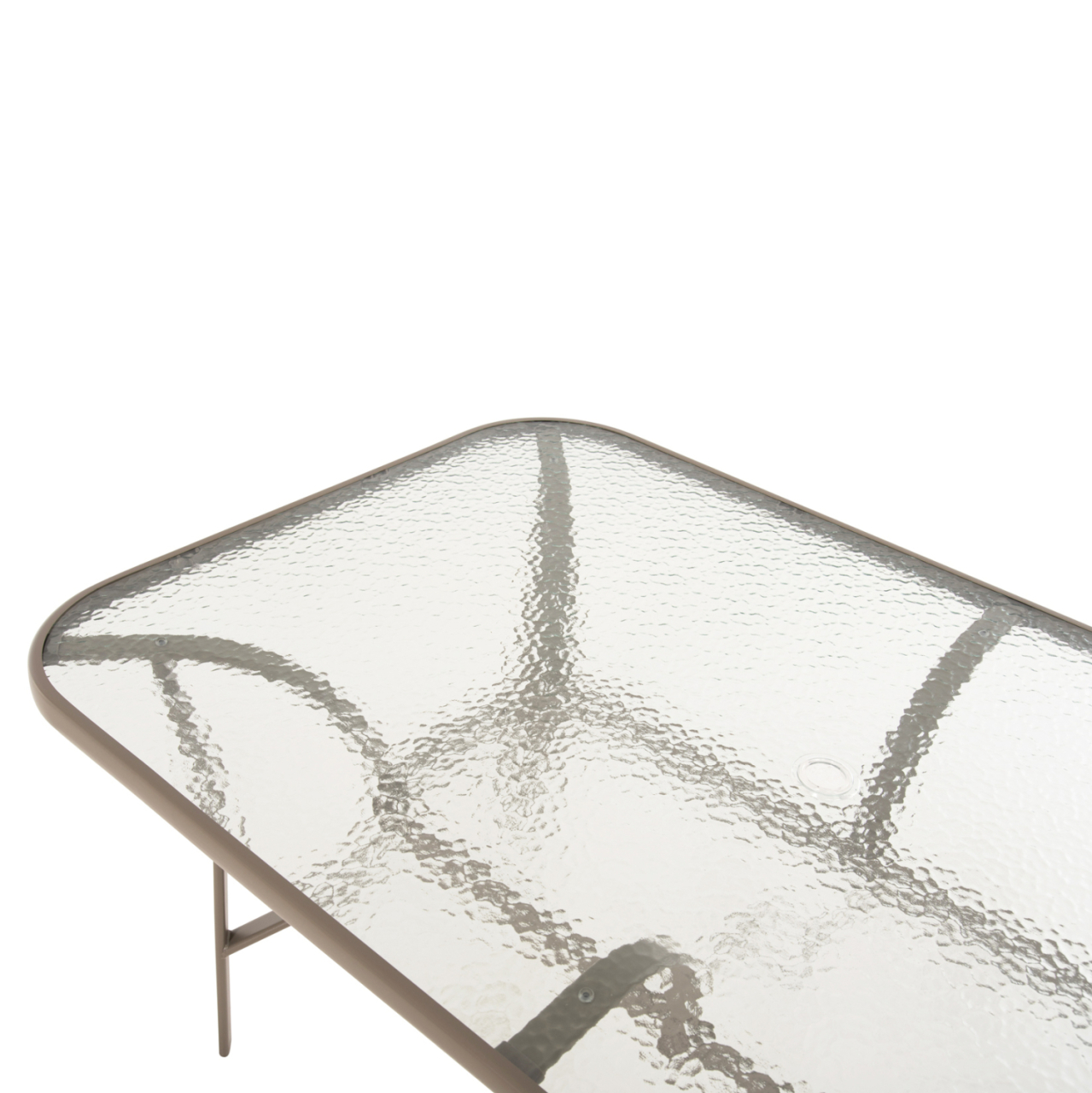 DINING TABLE BRUNO HM5145.14 METAL IN CHAMPAGNE COLOR-TEMPERED GLASS and UMBRELLA HOLE 150X90Χ72Hcm. [5]