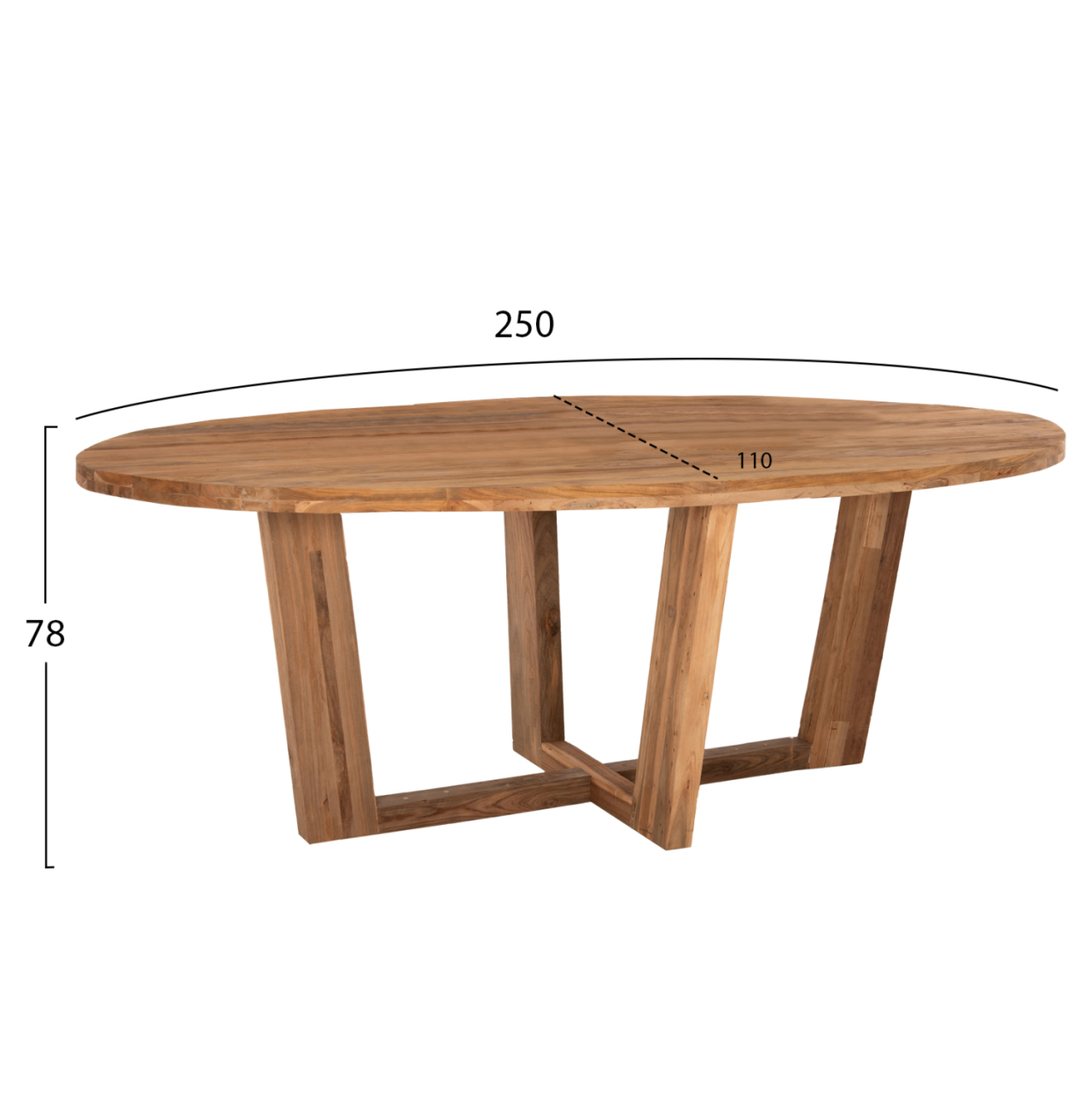 DINING TABLE CARIB HM9560 OVAL RECYCLED TEAK IN NATURAL 250x110x78Hcm. [2]