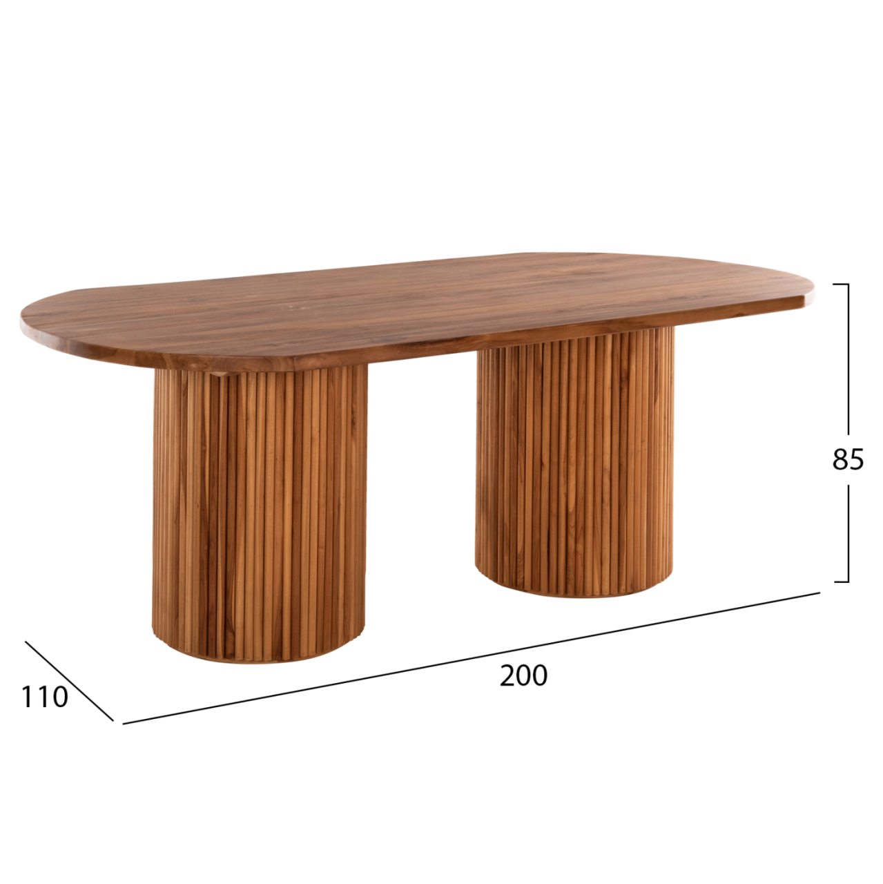 DINING TABLE DREMA HM9893 SOLID TEAK WOOD 200Χ110Χ77.5Hcm. 4cm.TABLETOP THICKNESS [2]