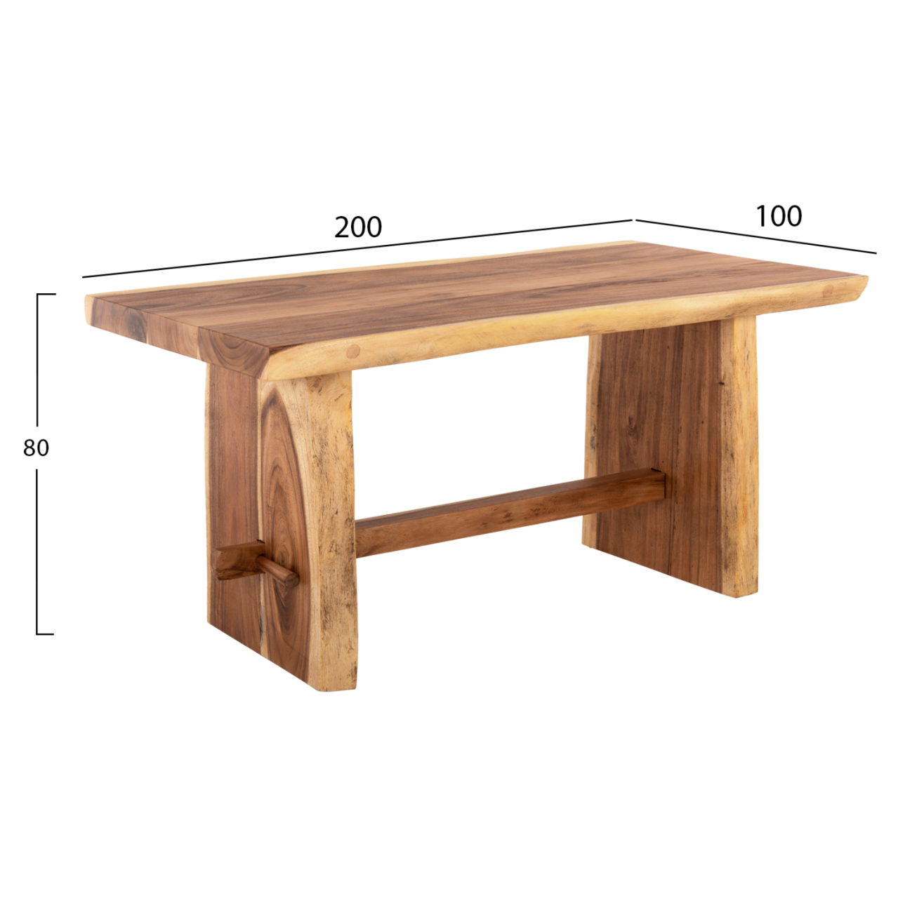 DINING TABLE EGON HM9490 SOLID SUAR WOOD 7,5cm.TOP- IN NATURAL COLOR 200x100x80Hcm. [2]