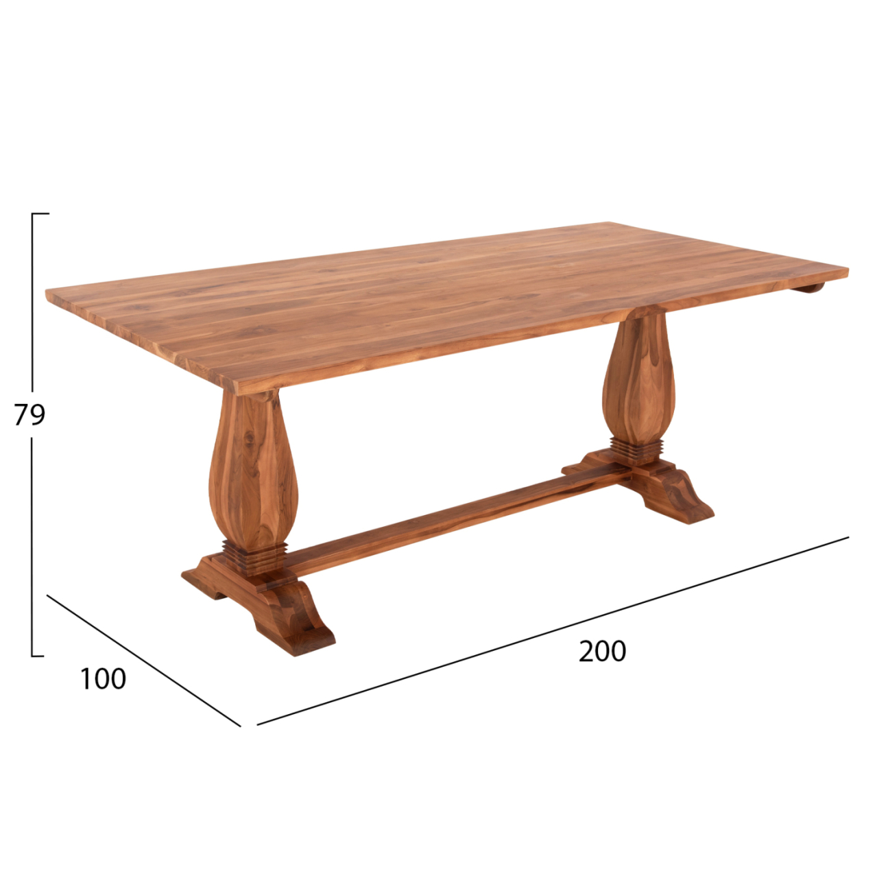 DINING TABLE GUIN HM9463.01 TEAK WOOD CARVED LEGS 200x100x78Hcm. [2]