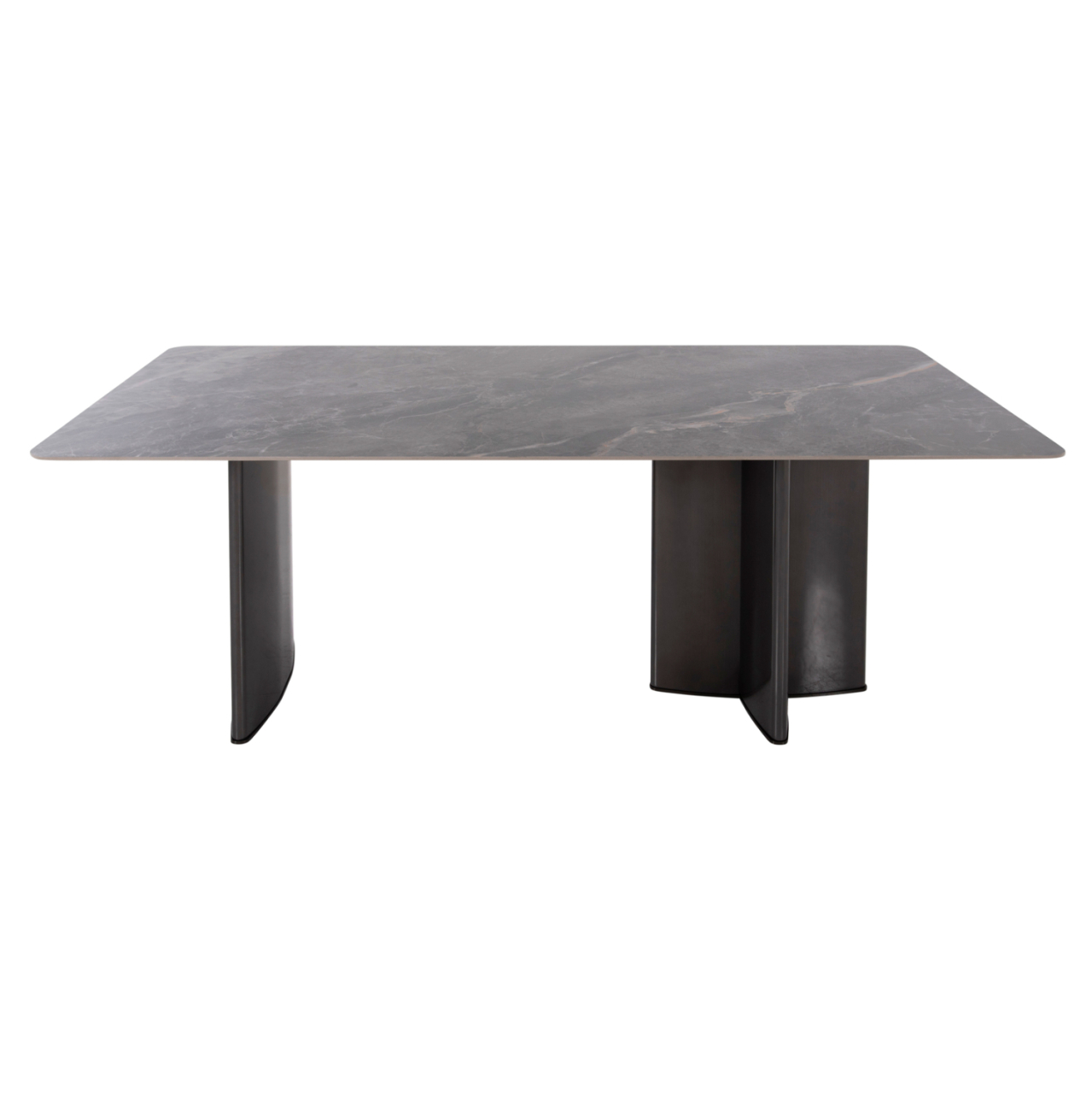 DINING TABLE HEFF HM9766.01 CERAMIC 12mmTOP IN BLACK MARBLE-MDF FRAME-FBLACK METAL LEGS 200x100x76Hcm. [3]