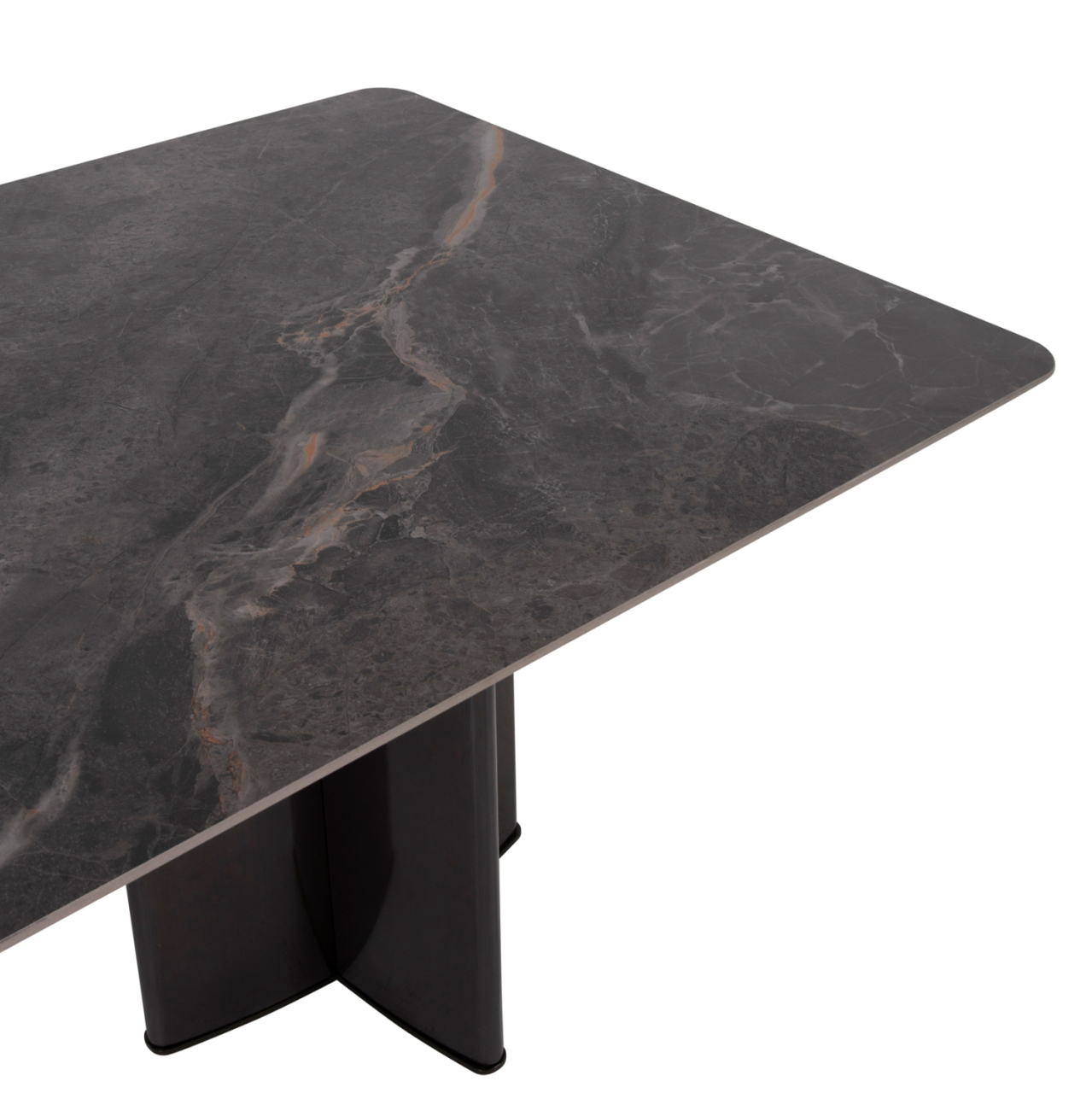 DINING TABLE HEFF HM9766.01 CERAMIC 12mmTOP IN BLACK MARBLE-MDF FRAME-FBLACK METAL LEGS 200x100x76Hcm. [6]