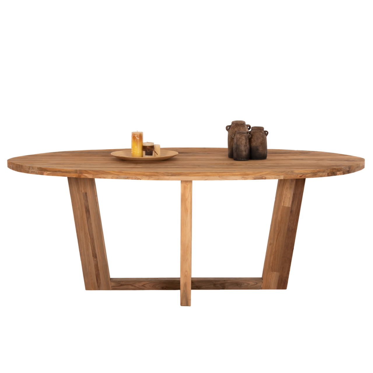 DINING TABLE IN OVAL SHAPE HM9558 RECYCLED TEAK WOOD 209x109x80Hcm. [3]