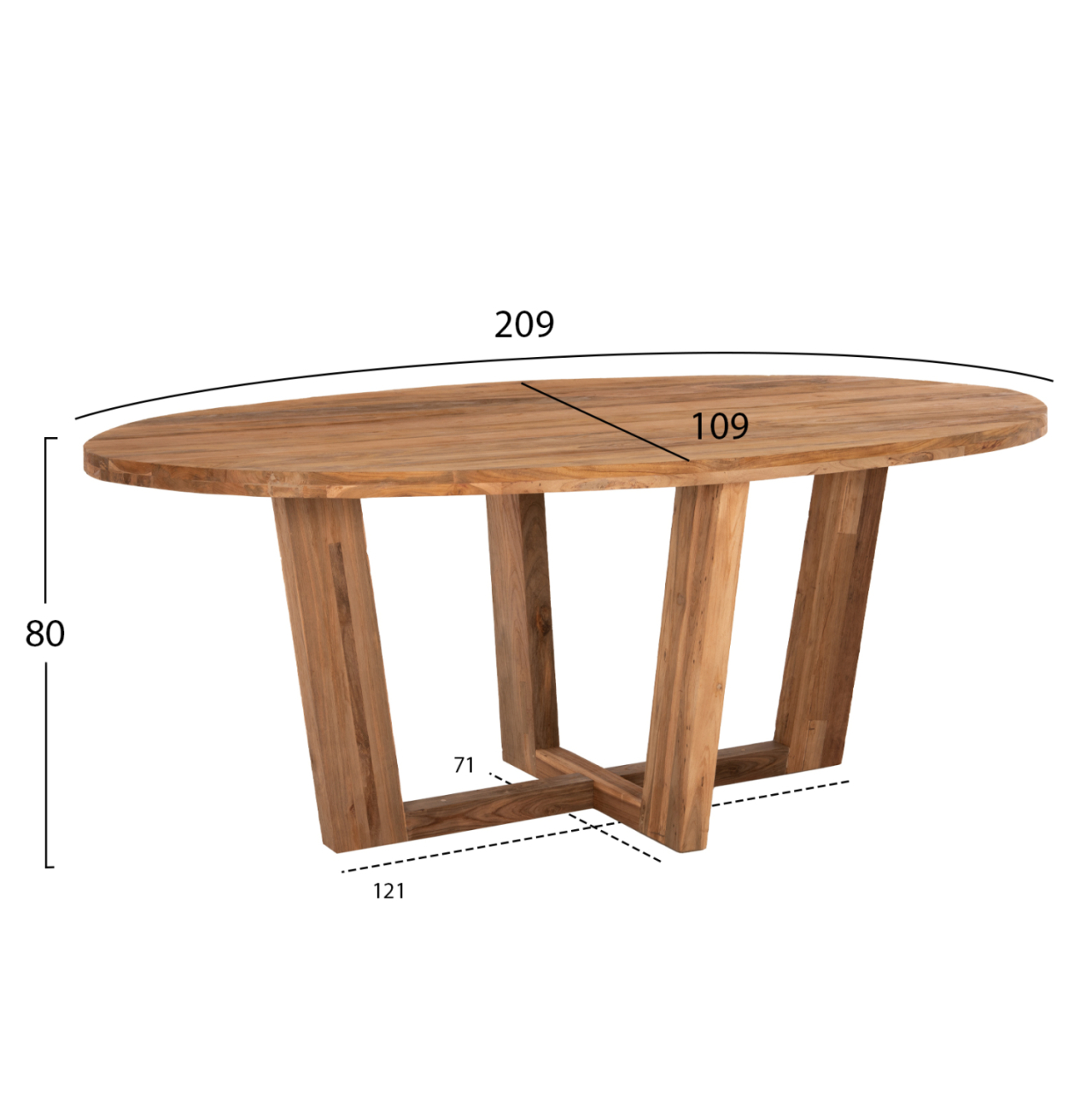 DINING TABLE IN OVAL SHAPE HM9558 RECYCLED TEAK WOOD 209x109x80Hcm. [2]