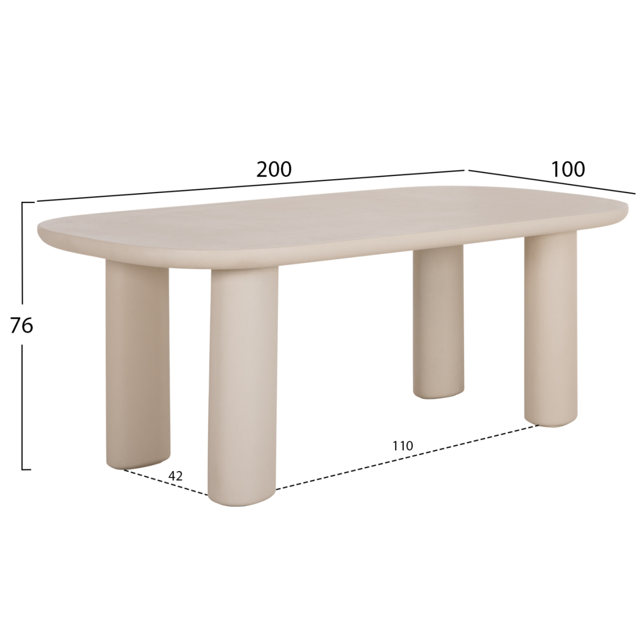 DINING TABLE KIORA HM6597.02 BEIGE FIBER CEMENT 200x100x76Hcm. [2]
