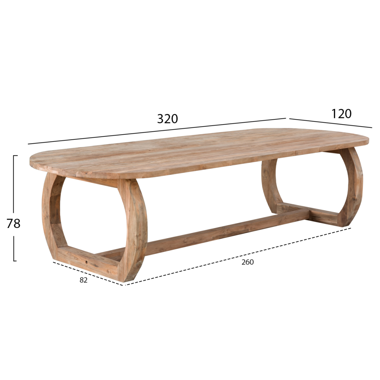 DINING TABLE LEE HM9561 SOLID RECYCLED TEAK WOOD IN NATURAL COLOR 320x120x78Hcm. [2]