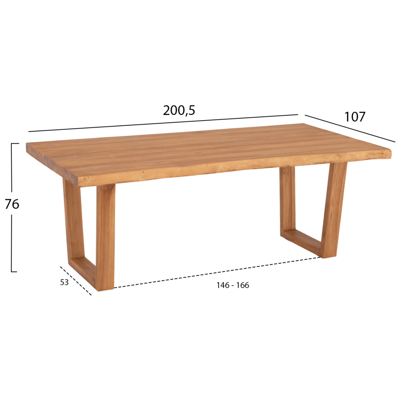 DINING TABLE LEOPOLD HM9933.01 SOLID TEAK WOOD- NATURAL COLOR 200.5x107x76Hcm. [2]