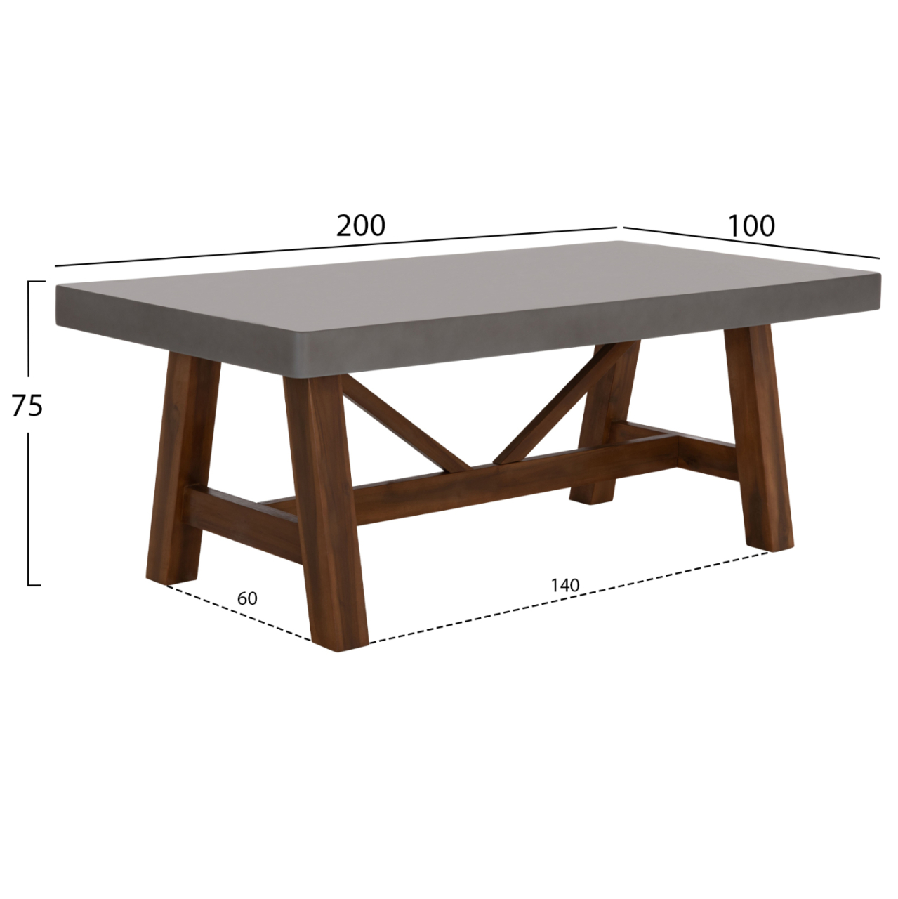 DINING TABLE MAEVE HM6575.01 GREY FIBER CEMENT TOP--ACACIA WOOD LEGS 200x100x75Hcm [2]