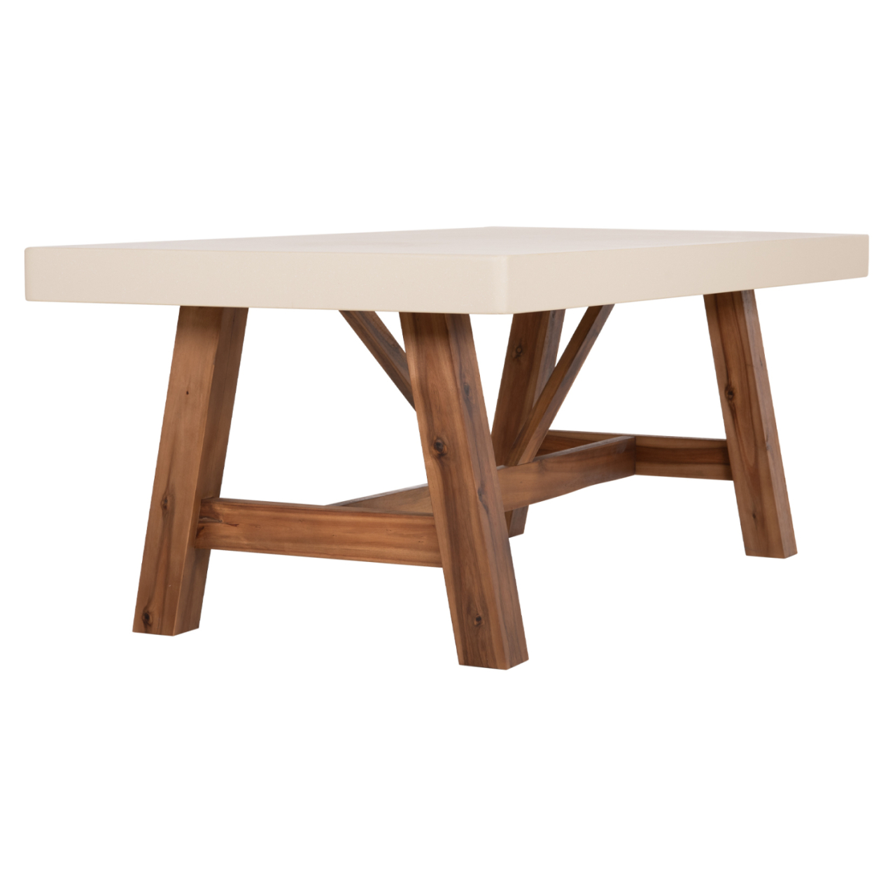 DINING TABLE MAEVE HM6575.02 BEIGE FIBER CEMENT TOP--ACACIA WOOD LEGS 200x100x75Hcm [4]