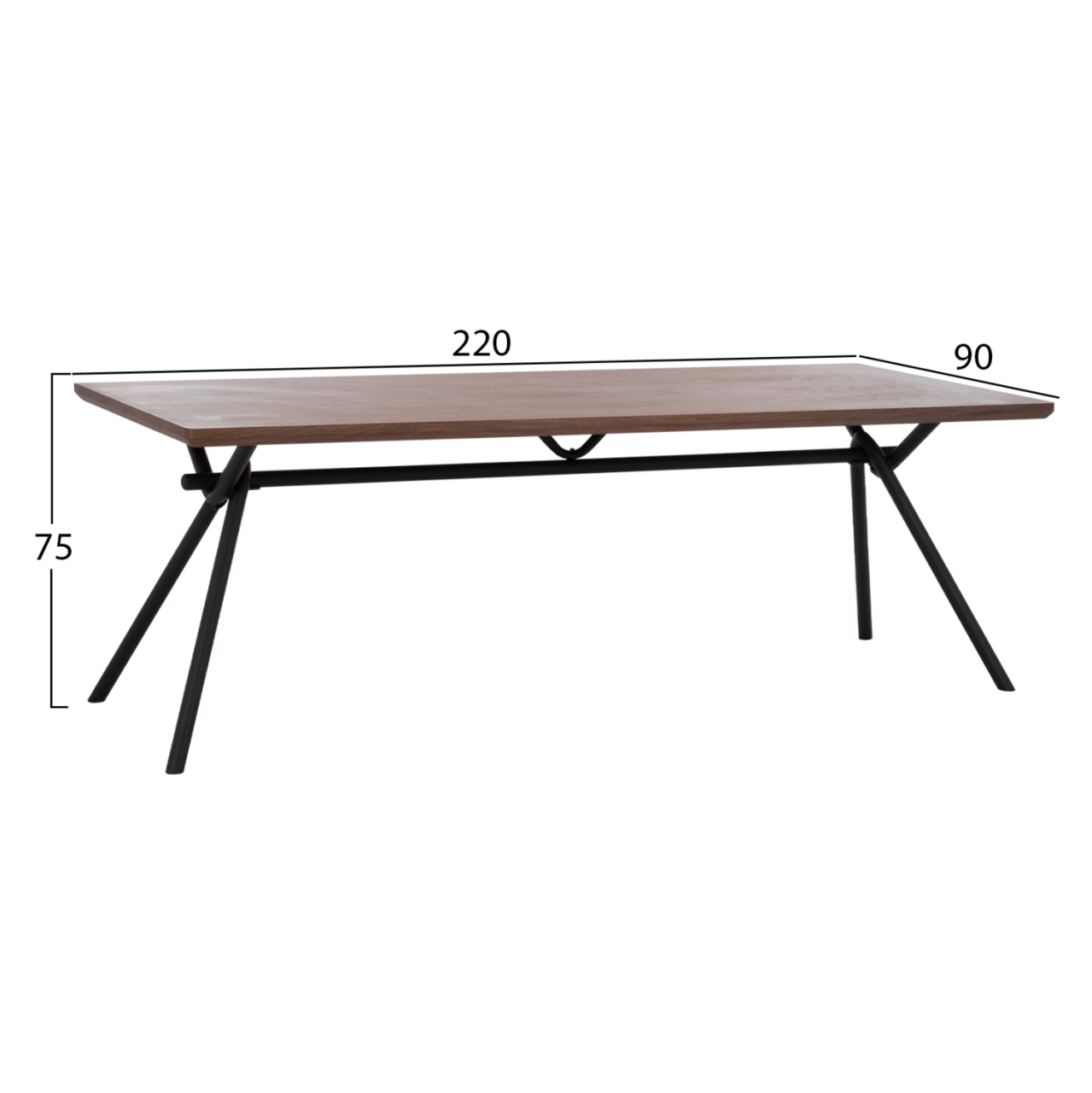 DINING TABLE MANDY HM9303.02 MDF TOP WITH WALNUT WOOD VENEER METAL LEGS 220x90x75H [2]