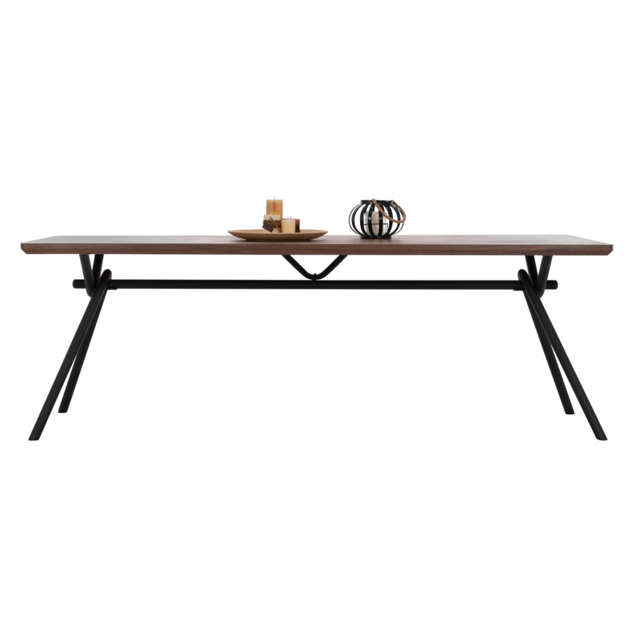 DINING TABLE MANDY HM9303.02 MDF TOP WITH WALNUT WOOD VENEER METAL LEGS 220x90x75H [3]