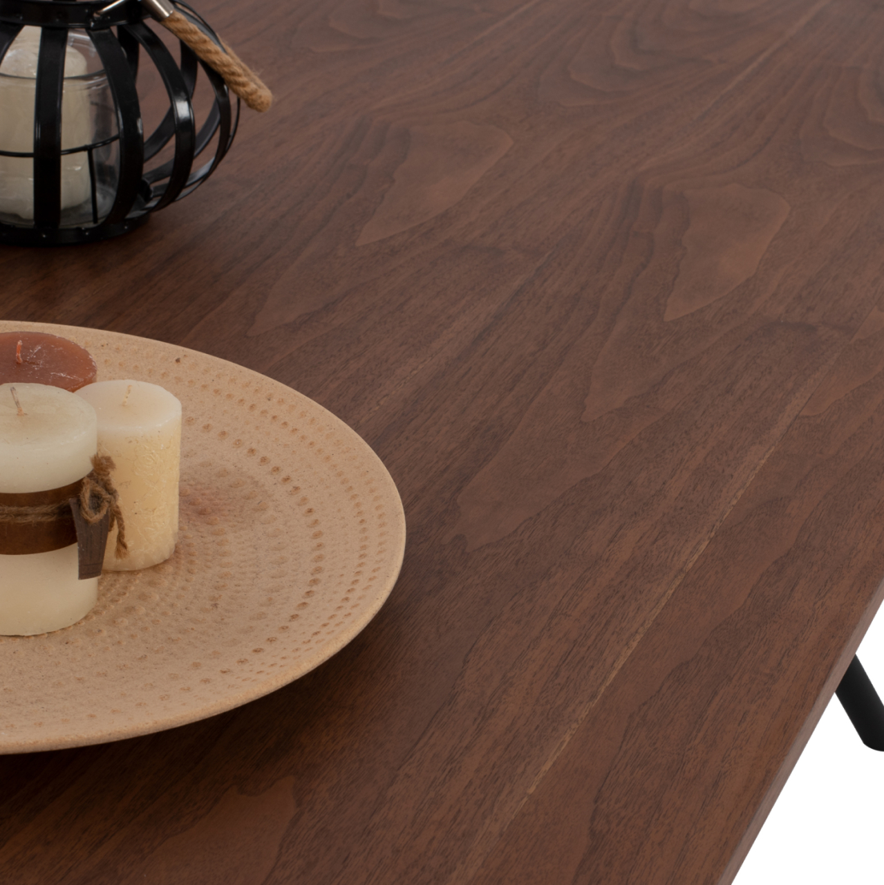 DINING TABLE MANDY HM9303.02 MDF TOP WITH WALNUT WOOD VENEER METAL LEGS 220x90x75H [6]