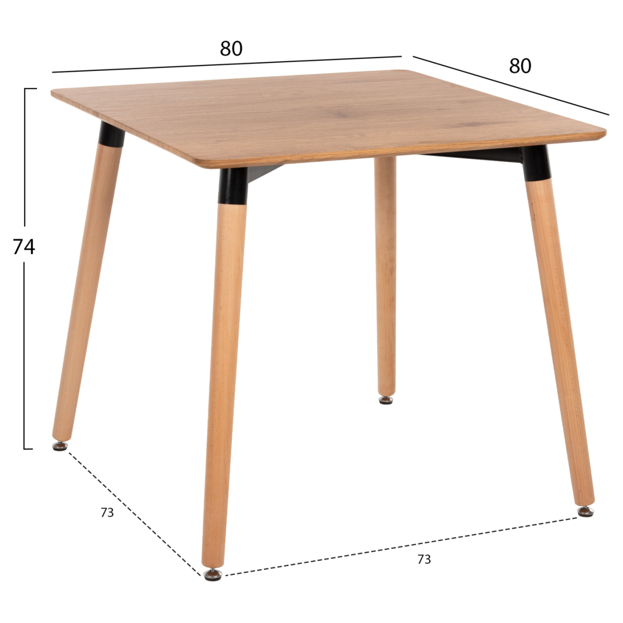 DINING TABLE MINIMAL HM0057.04 MDF TABLETOP IN NATURAL COLOR-BEECH WOOD LEGS IN NATURAL 80Χ80Χ74Hcm. [2]