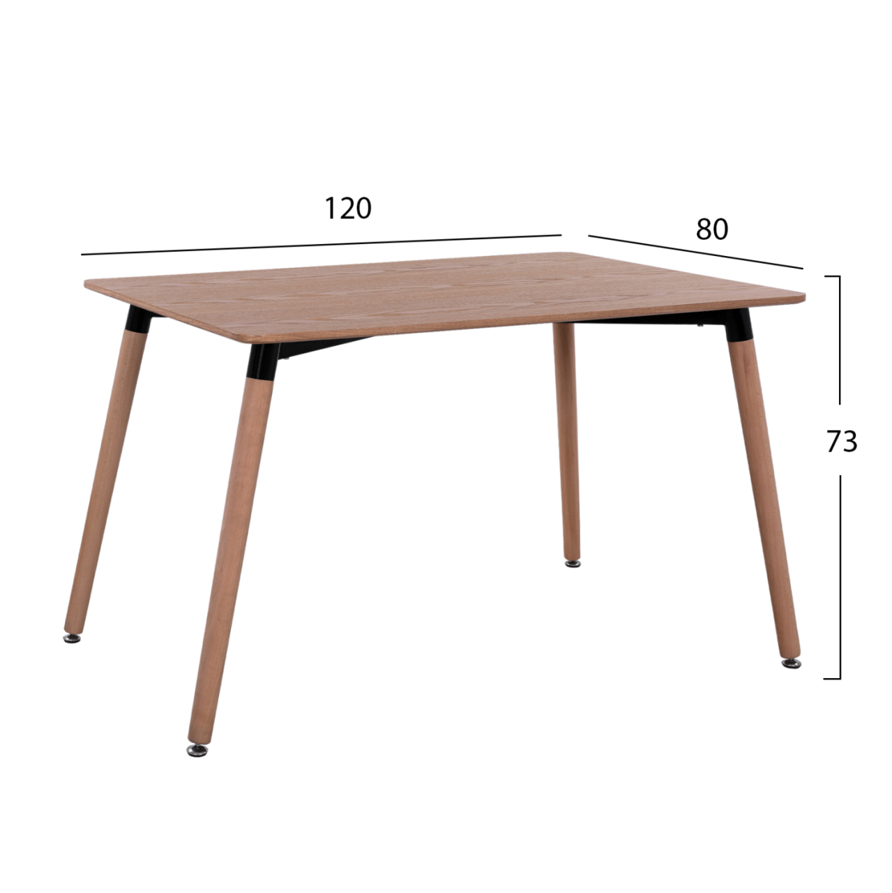 Dining Table Minimal HM008.04 natural, wooden legs BEECH, 120x80x73cm [2]