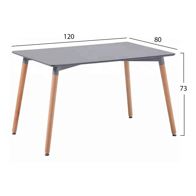 Dining Table Minimal HM008.10, legs BEECH, Grey mdf, 120x80x73 [2]