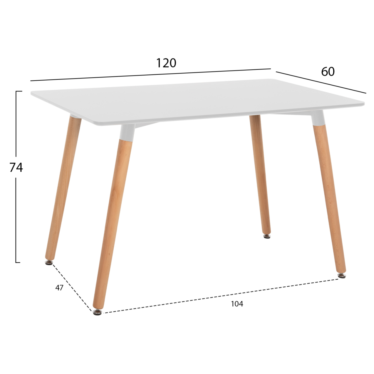 DINING TABLE MINIMAL HM8581.01 WHITE MDF-BEECH WOOD LEGS IN NATURAL COLOR 120Χ60X74Hcm. [2]