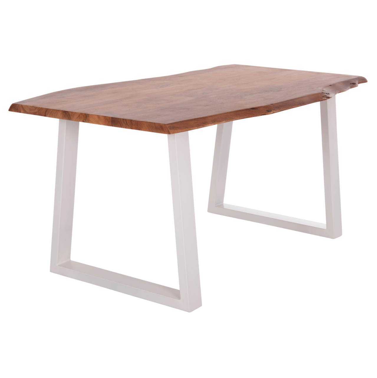 DINING TABLE MONTANA HM8336.12 ACACIA WOOD-4cm TOP THICKNESS--WHITE LEGS 160x90x77Hcm. [4]