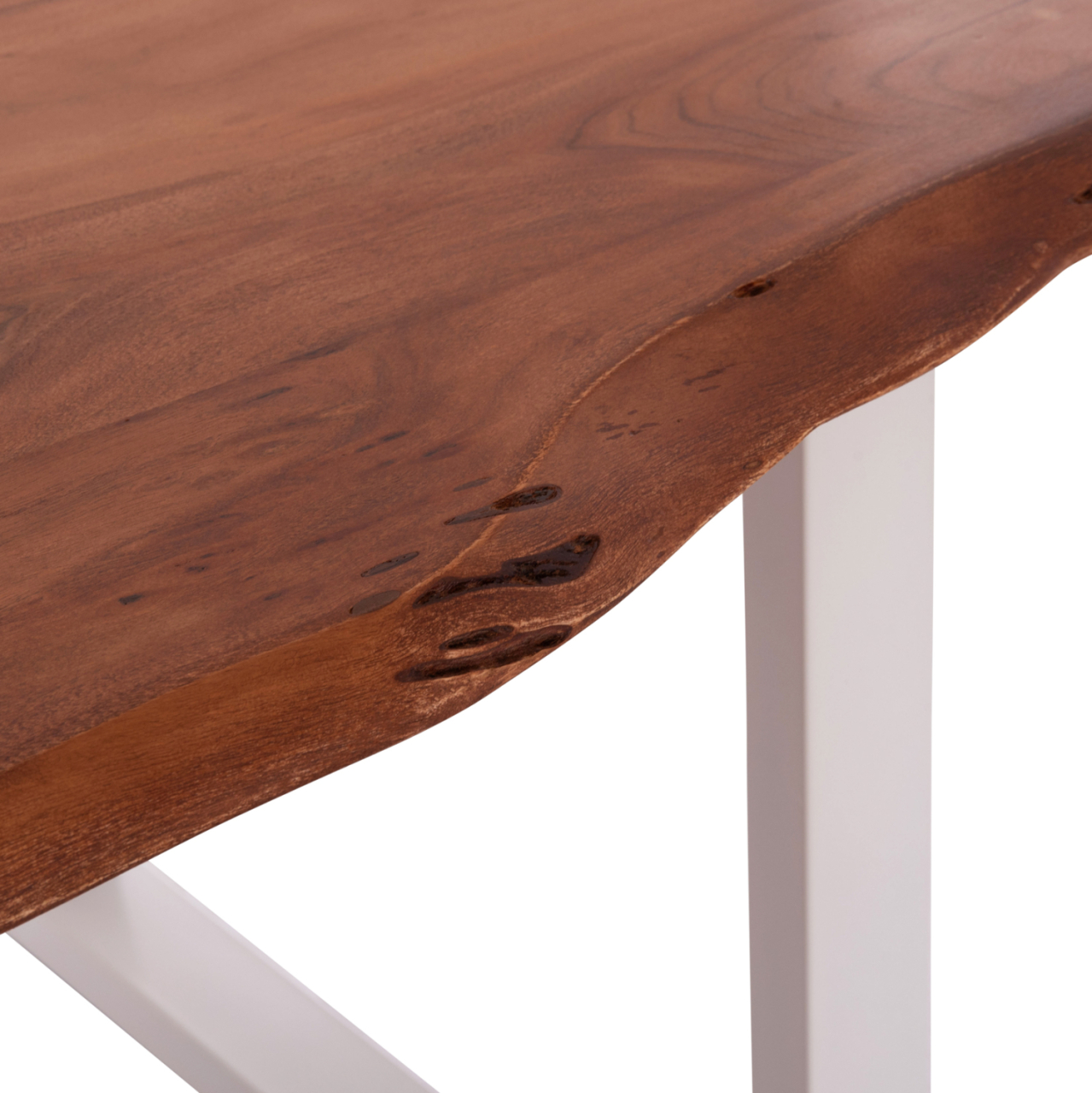 DINING TABLE MONTANA HM8336.12 ACACIA WOOD-4cm TOP THICKNESS--WHITE LEGS 160x90x77Hcm. [7]