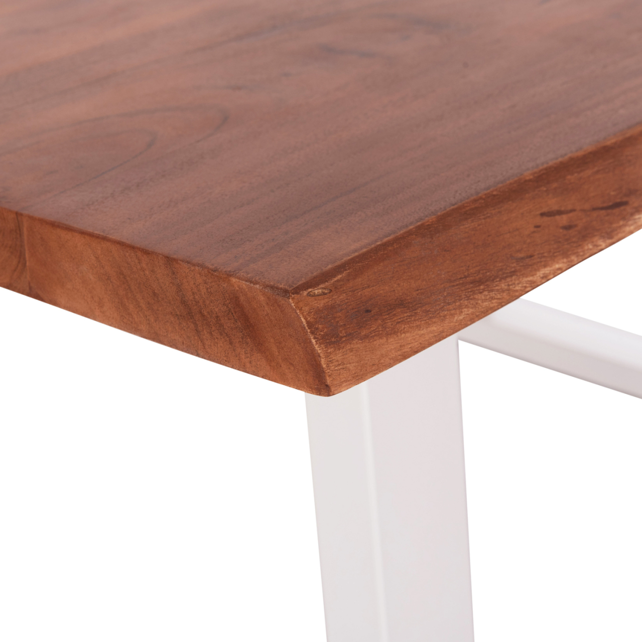 DINING TABLE MONTANA HM8336.12 ACACIA WOOD-4cm TOP THICKNESS--WHITE LEGS 160x90x77Hcm. [6]