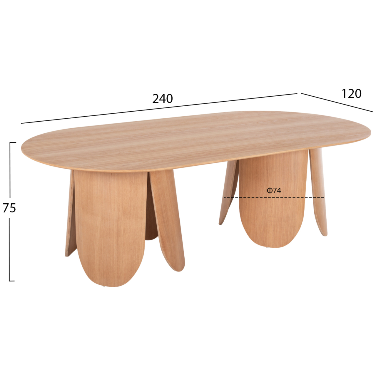 DINING TABLE OVAL DENTY HM9611.01 MDF WITH OAK VENEER-NATURAL OAK 240x120x75Hcm. [2]
