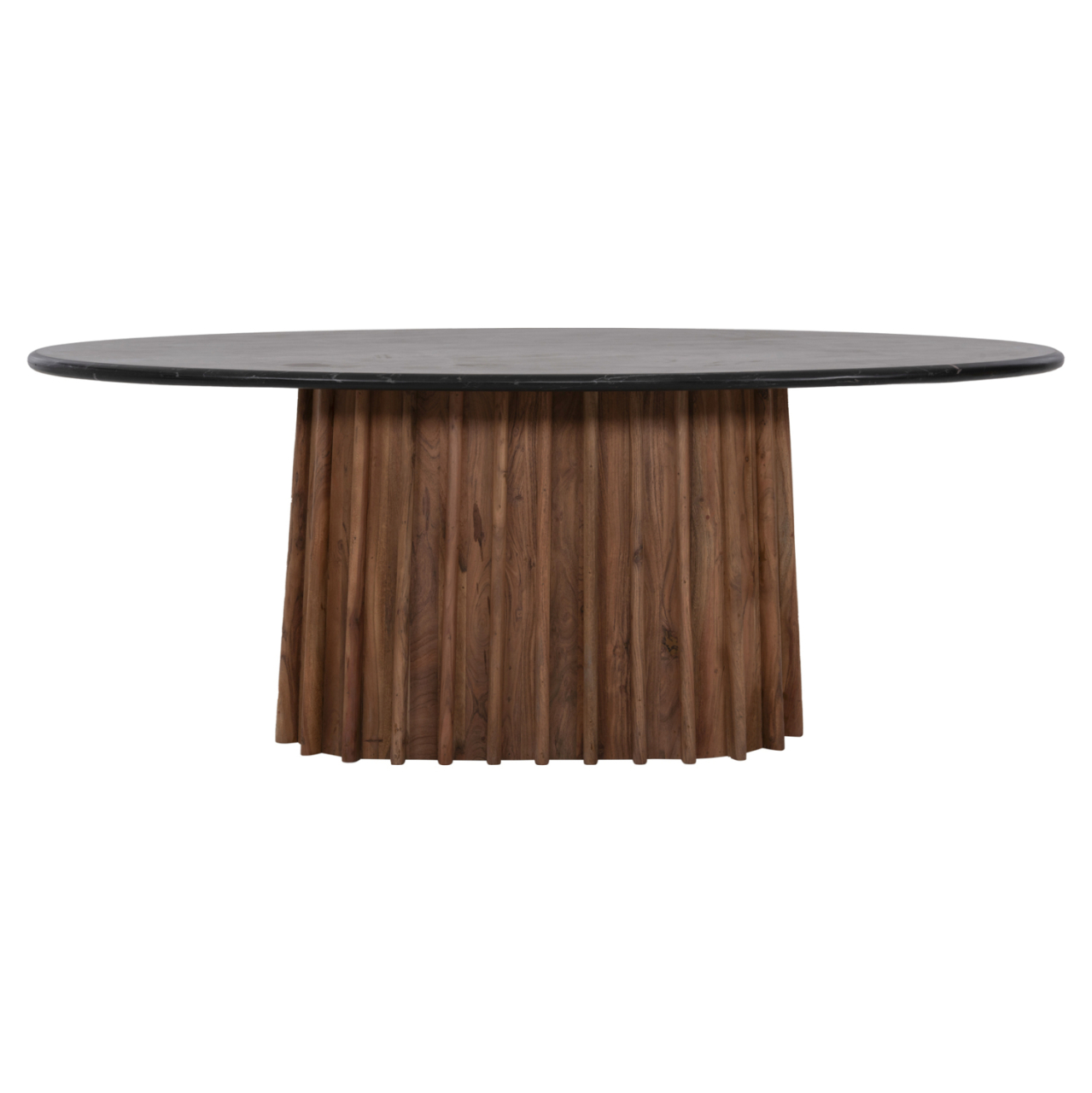 DINING TABLE OVAL DRAXX HM9689 SOLID ACACIA WOOD-BLACK MARBLE TOP 200x100x76Hcm. [3]