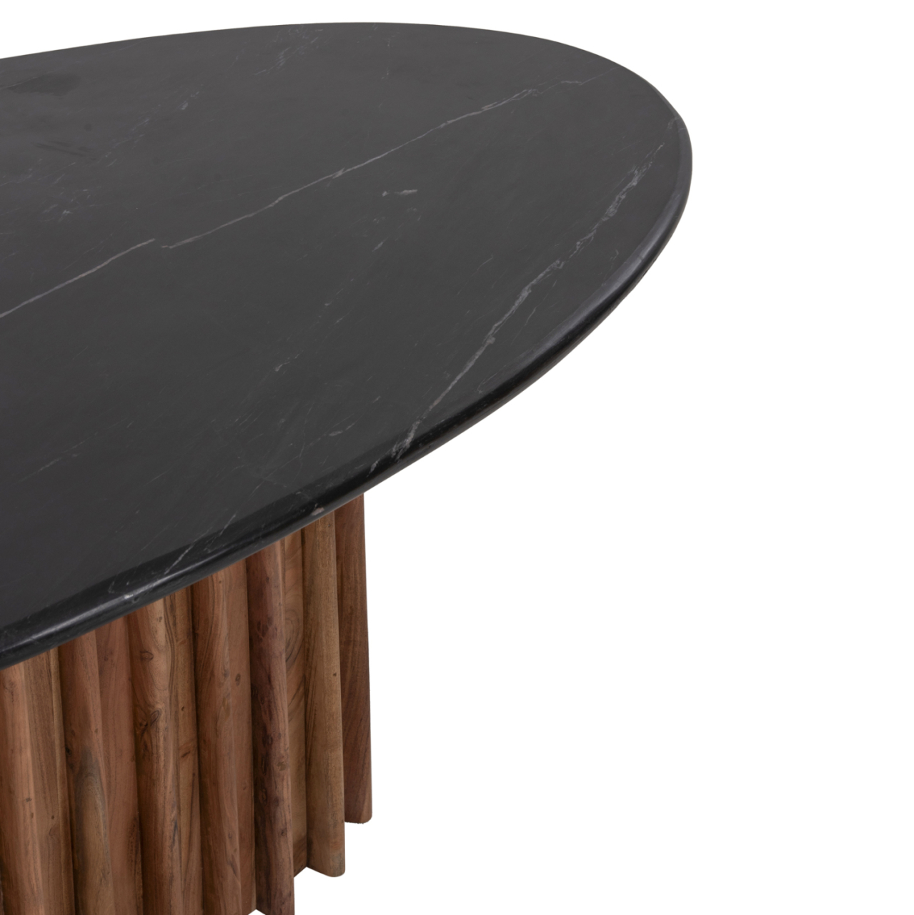 DINING TABLE OVAL DRAXX HM9689 SOLID ACACIA WOOD-BLACK MARBLE TOP 200x100x76Hcm. [5]