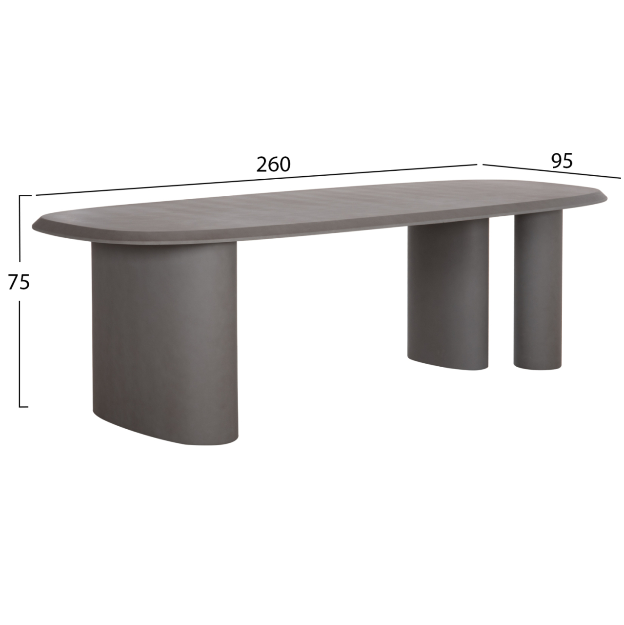 DINING TABLE OVAL GLEN HM6598.01 FIBER CEMENT IN GREY 260x95x75Hcm [2]