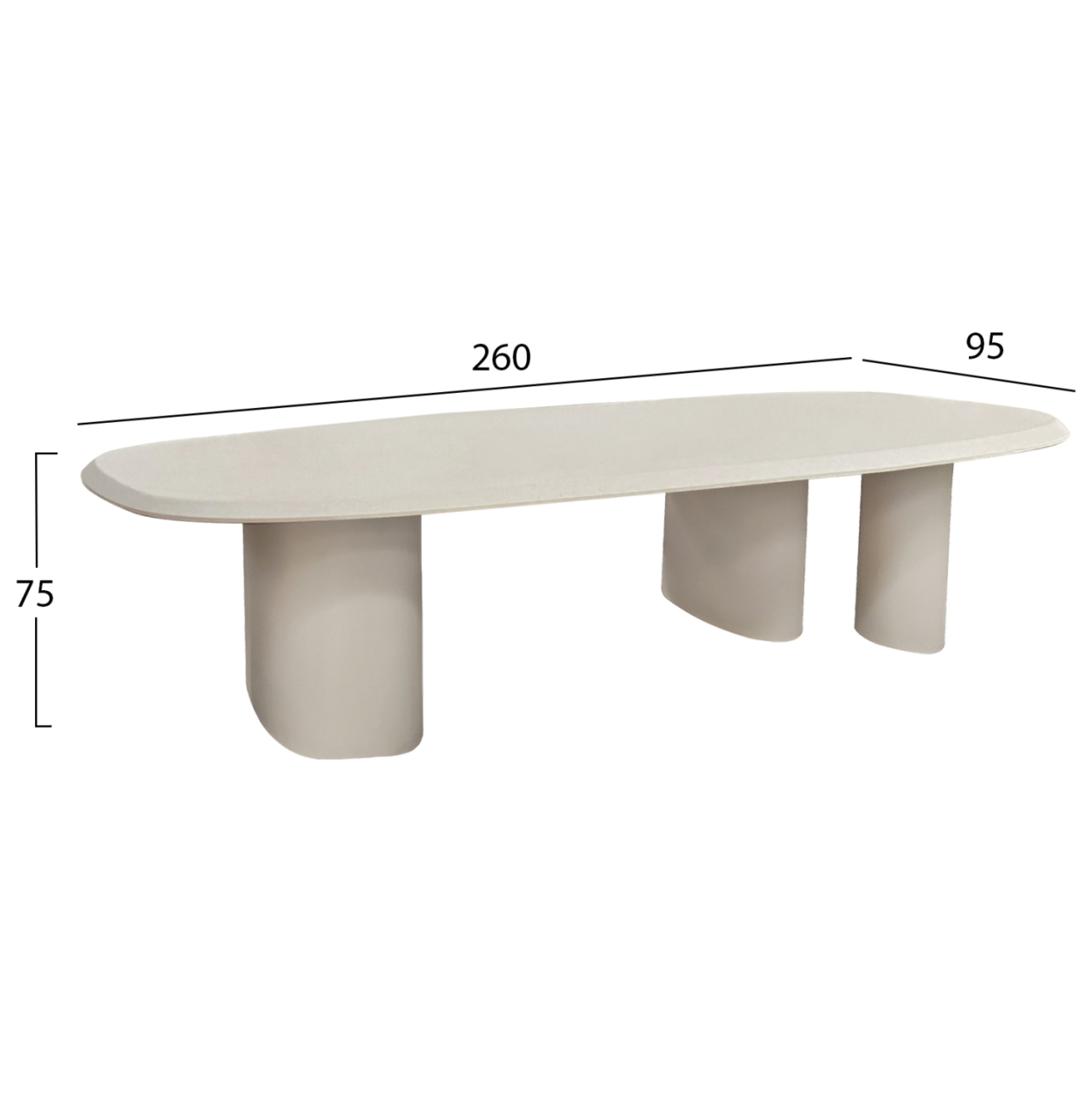 DINING TABLE OVAL GLEN HM6598.02 FIBER CEMENT IN BEIGE 260x95x75Hcm [2]