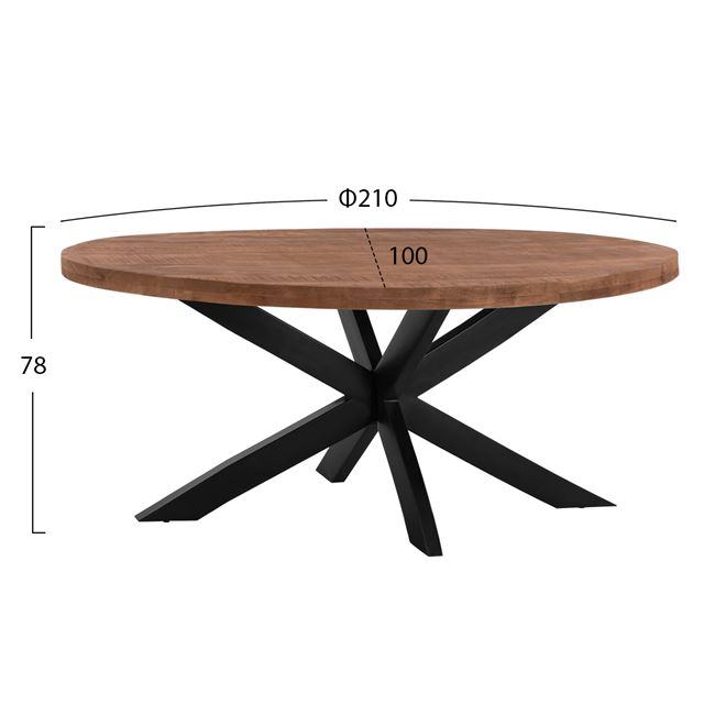 Dining Table Oval HM8483 Solid Mango Wood 210Χ100Χ78 [2]