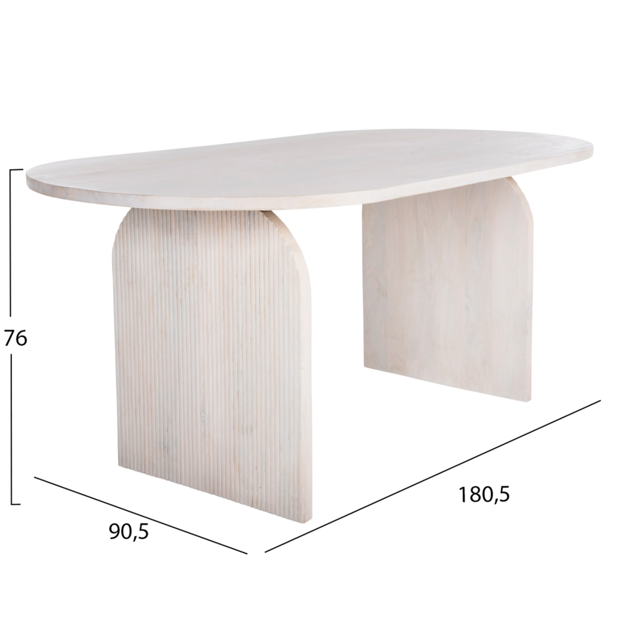 DINING TABLE OVAL HONKY HM9690 SOLID MANGO WOOD IN WHITE 180,5x90,5x76Hcm. [2]