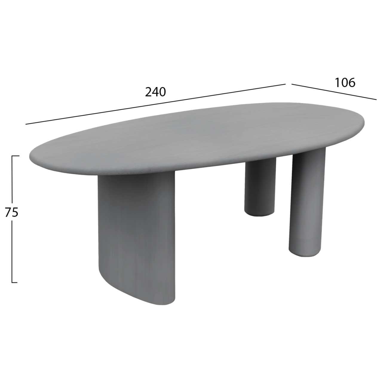 DINING TABLE OVAL VOLPE HM6599.01 FIBER CEMENT IN GREY 240x106x75Hcm [2]