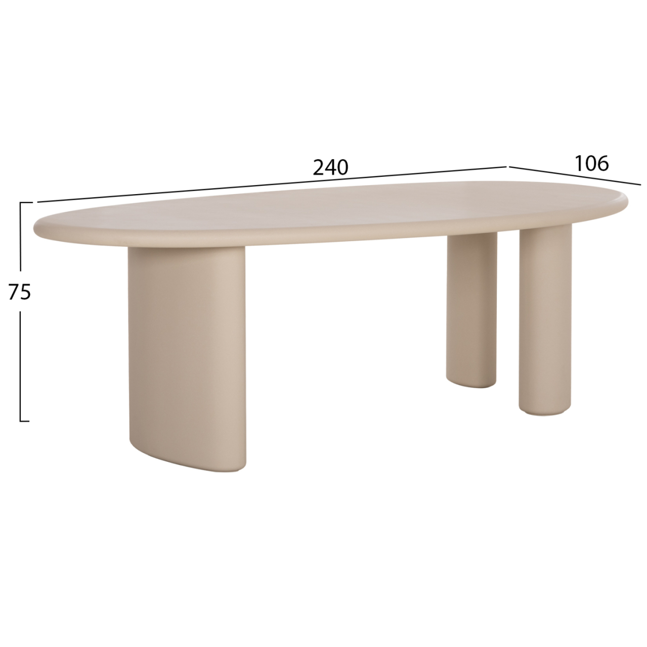 DINING TABLE OVAL VOLPE HM6599.02 FIBER CEMENT IN BEIGE 240x106x75Hcm [2]